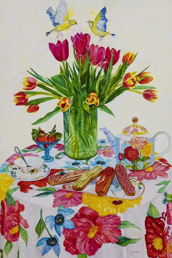 "Spring with the eclairs" 130x80cm